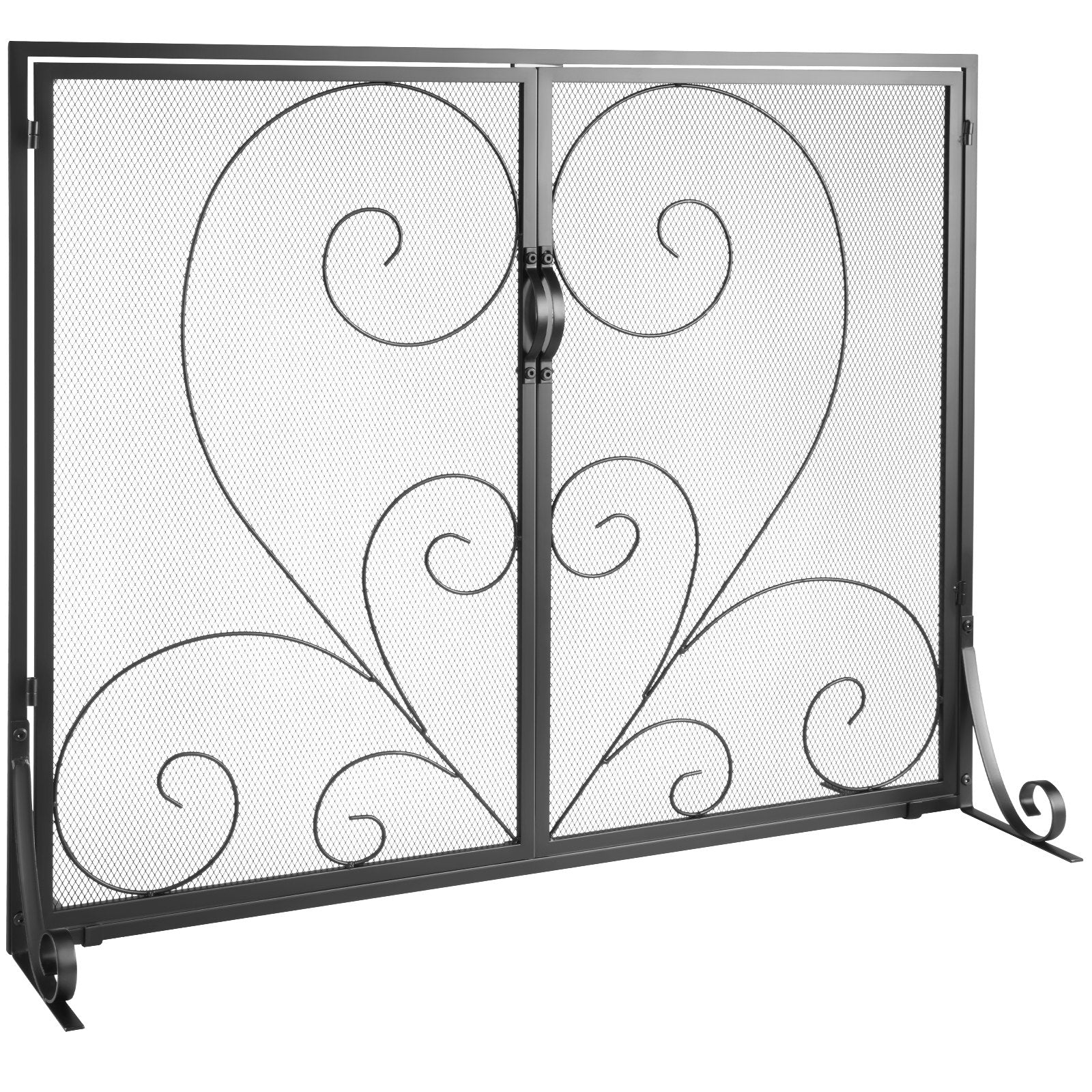 Fire Pits: VEVOR 990x802MM Fireplace Screen 2-Panel Iron Mesh Spark Guard Vintage Black