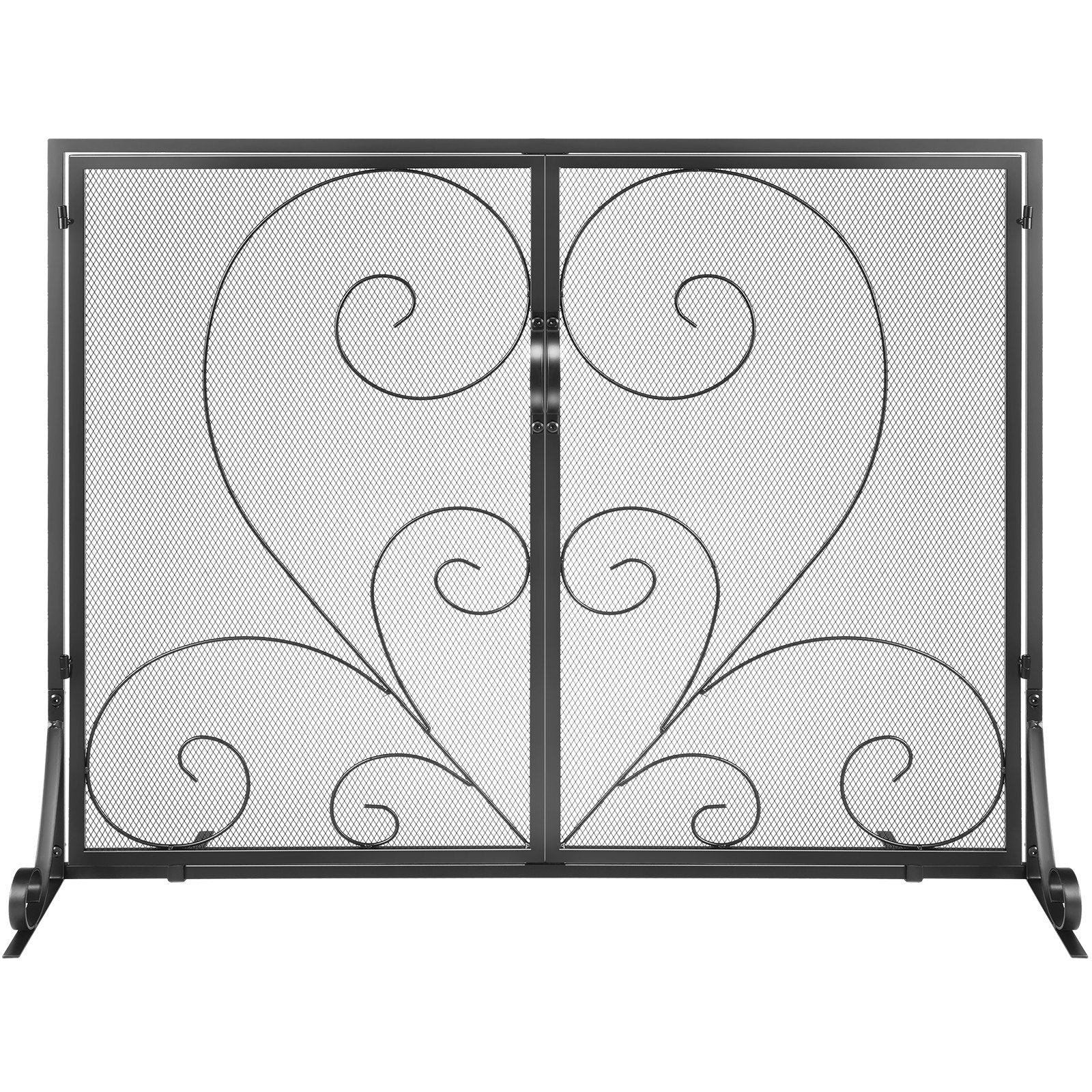Fire Pits: VEVOR 990x802MM Fireplace Screen 2-Panel Iron Mesh Spark Guard Vintage Black