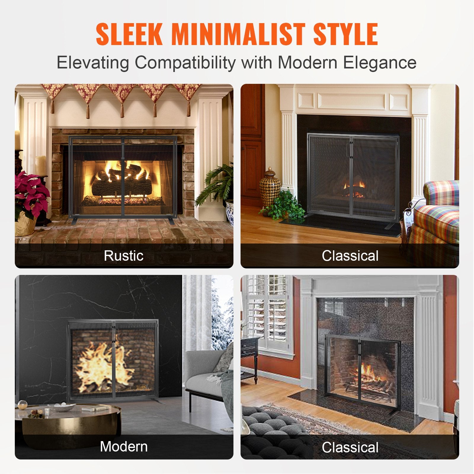 Fire Pits: VEVOR Fireplace Screen 1 Panel with Door, Sturdy Iron Mesh Fireplace Screen, 990(L) x780(H)MM Spark Guard Cover, Simple Installation, Free Standing Fire Fence Grate for Living Room Home Decor Modern