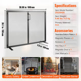 Fire Pits: VEVOR Fireplace Screen 1 Panel with Door, Sturdy Iron Mesh Fireplace Screen, 990(L) x780(H)MM Spark Guard Cover, Simple Installation, Free Standing Fire Fence Grate for Living Room Home Decor Modern