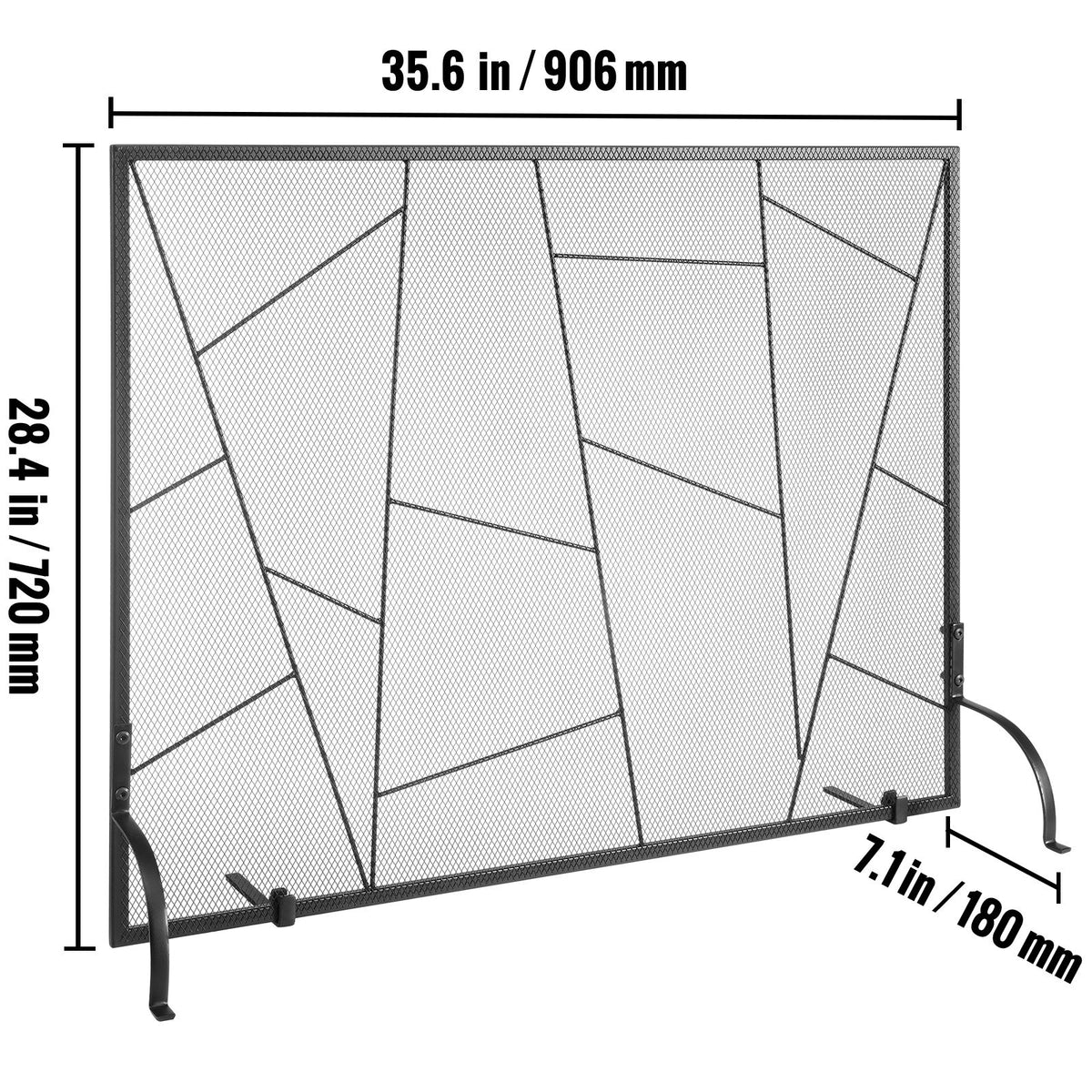 Fireplace Screen Single Panel, Sturdy Iron Mesh Fireplace Screen, 906(L) x720(H)MM Spark Guard Cover, Simple Installation, Free Standing Fire Fence Grate for Living Room Home Decor Modern