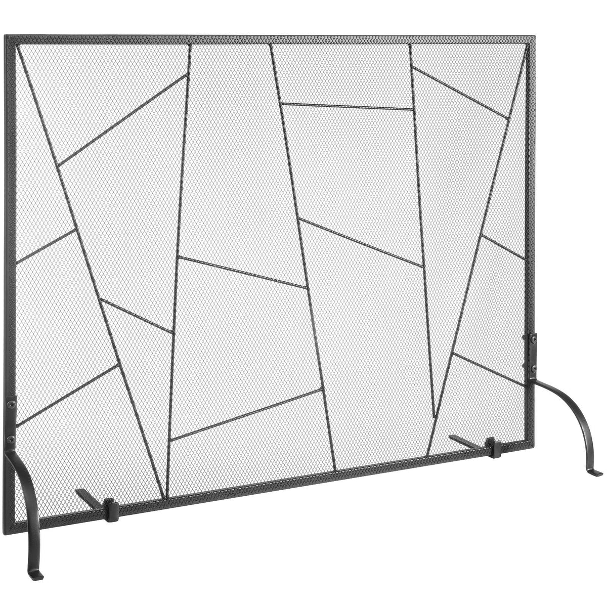 Fireplace Screen Single Panel, Sturdy Iron Mesh Fireplace Screen, 906(L) x720(H)MM Spark Guard Cover, Simple Installation, Free Standing Fire Fence Grate for Living Room Home Decor Modern