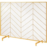 Fire Pits: VEVOR 980x758MM Fireplace Screen 1-Panel Iron Mesh Spark Guard Modern Gold