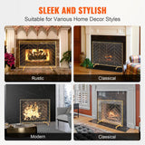 Fire Pits: VEVOR 980x758MM Fireplace Screen 1-Panel Iron Mesh Spark Guard Modern Gold