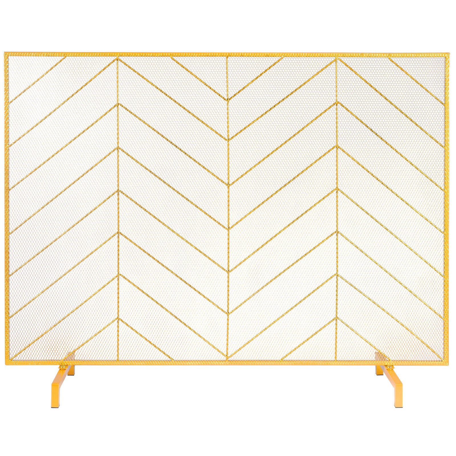 Fire Pits: VEVOR 980x758MM Fireplace Screen 1-Panel Iron Mesh Spark Guard Modern Gold