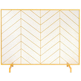 Fire Pits: VEVOR 980x758MM Fireplace Screen 1-Panel Iron Mesh Spark Guard Modern Gold