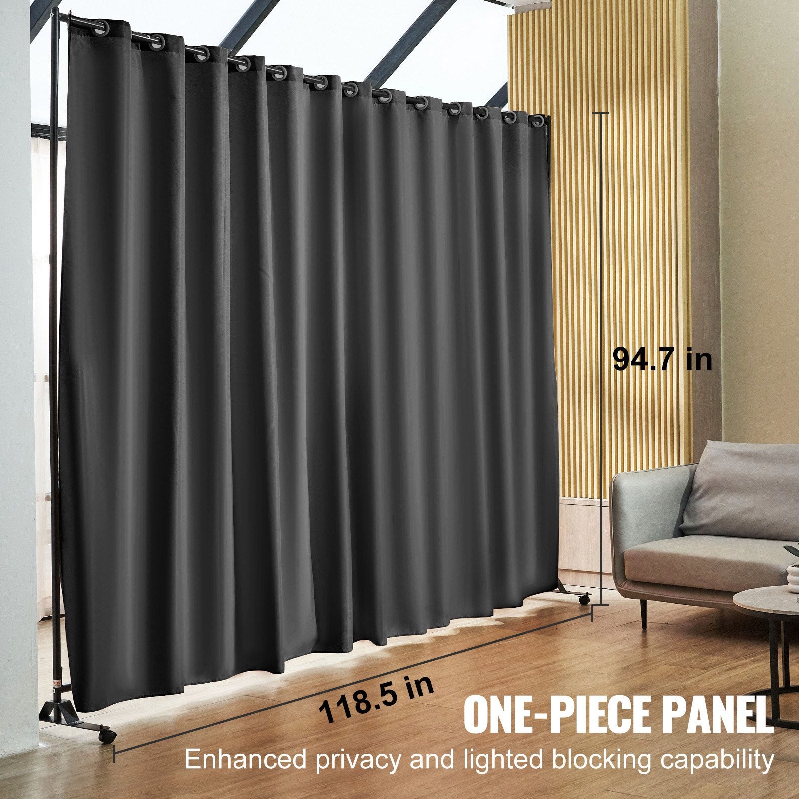 Room Dividers: VEVOR Room Divider, 8 ft x 10 ft (96 x 120inch) Portable Panel Room Divider with Wheels Curtain Divider Stand, Room Divider Privacy Screen for Office, Bedroom, Dining Room, Study, Black