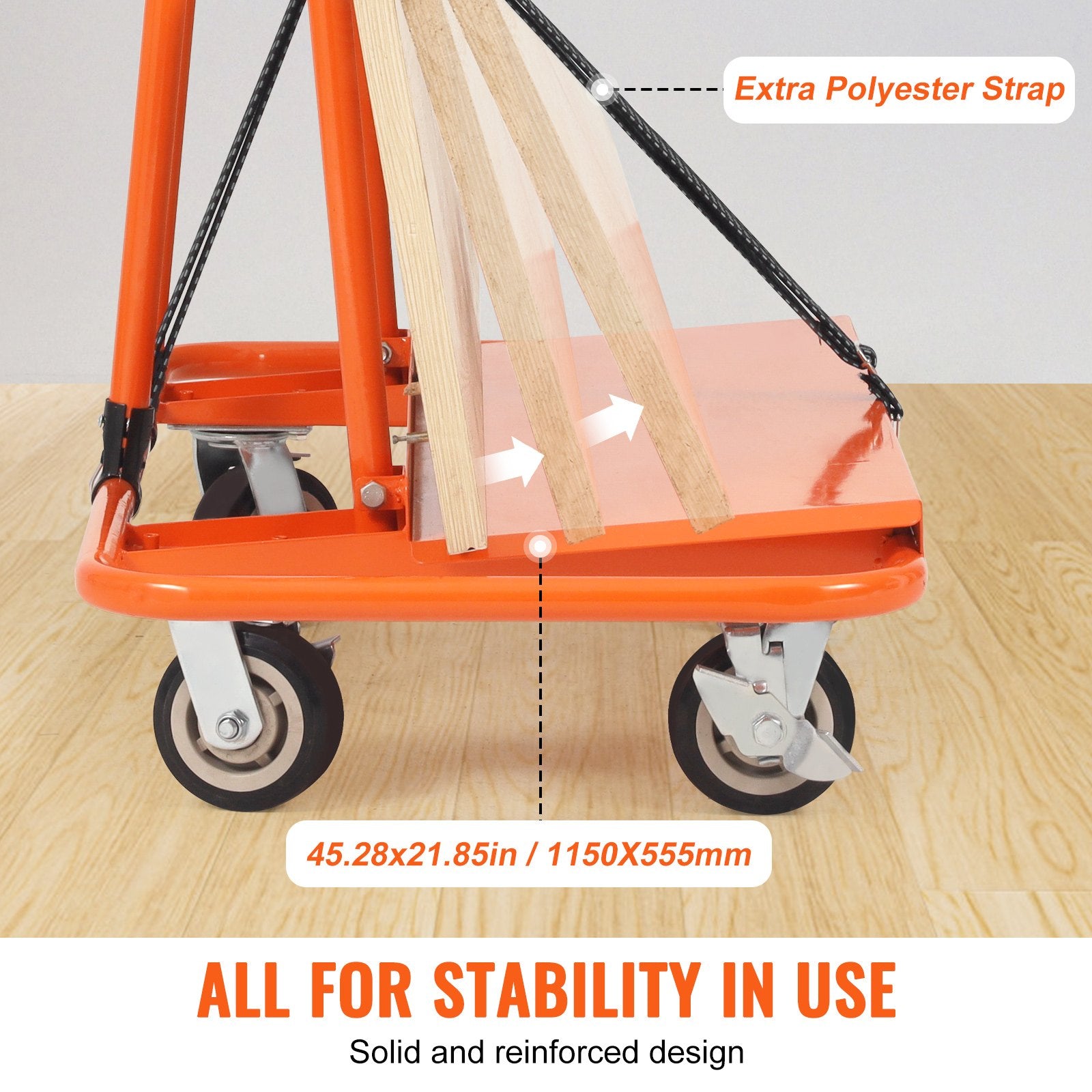 Drywall Cart, 3000 LBS Panel Dolly Cart with 45.28" x 21.8" Deck and 5" Swivel Wheels, Heavy-Duty Drywall Sheet Cart, Handling Wall Panel, Sheetrock, Lumber, for Garage, Home, Warehouse