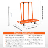 Side Tables: VEVOR Drywall Cart, 3000 LBS Panel Dolly Cart with 45.28" x 21.8" Deck and 5" Swivel Wheels, Heavy-Duty Drywall Sheet Cart, Handling Wall Panel, Sheetrock, Lumber, for Garage, Home, Warehouse