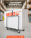 Side Tables: VEVOR Drywall Cart Dolly, 816 kg Load Capacity, Steel Panel Truck Cart with 12.5 mm Swivel Casters, Lumber Drywall Dolly with Tie-Down Strap & 2 Side Handrails for Factory, Warehouse, Garage, Black
