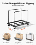 Side Tables: VEVOR Drywall Cart Dolly, 816 kg Load Capacity, Steel Panel Truck Cart with 12.5 mm Swivel Casters, Lumber Drywall Dolly with Tie-Down Strap & 2 Side Handrails for Factory, Warehouse, Garage, Black