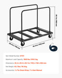 Side Tables: VEVOR Drywall Cart Dolly, 816 kg Load Capacity, Steel Panel Truck Cart with 12.5 mm Swivel Casters, Lumber Drywall Dolly with Tie-Down Strap & 2 Side Handrails for Factory, Warehouse, Garage, Black