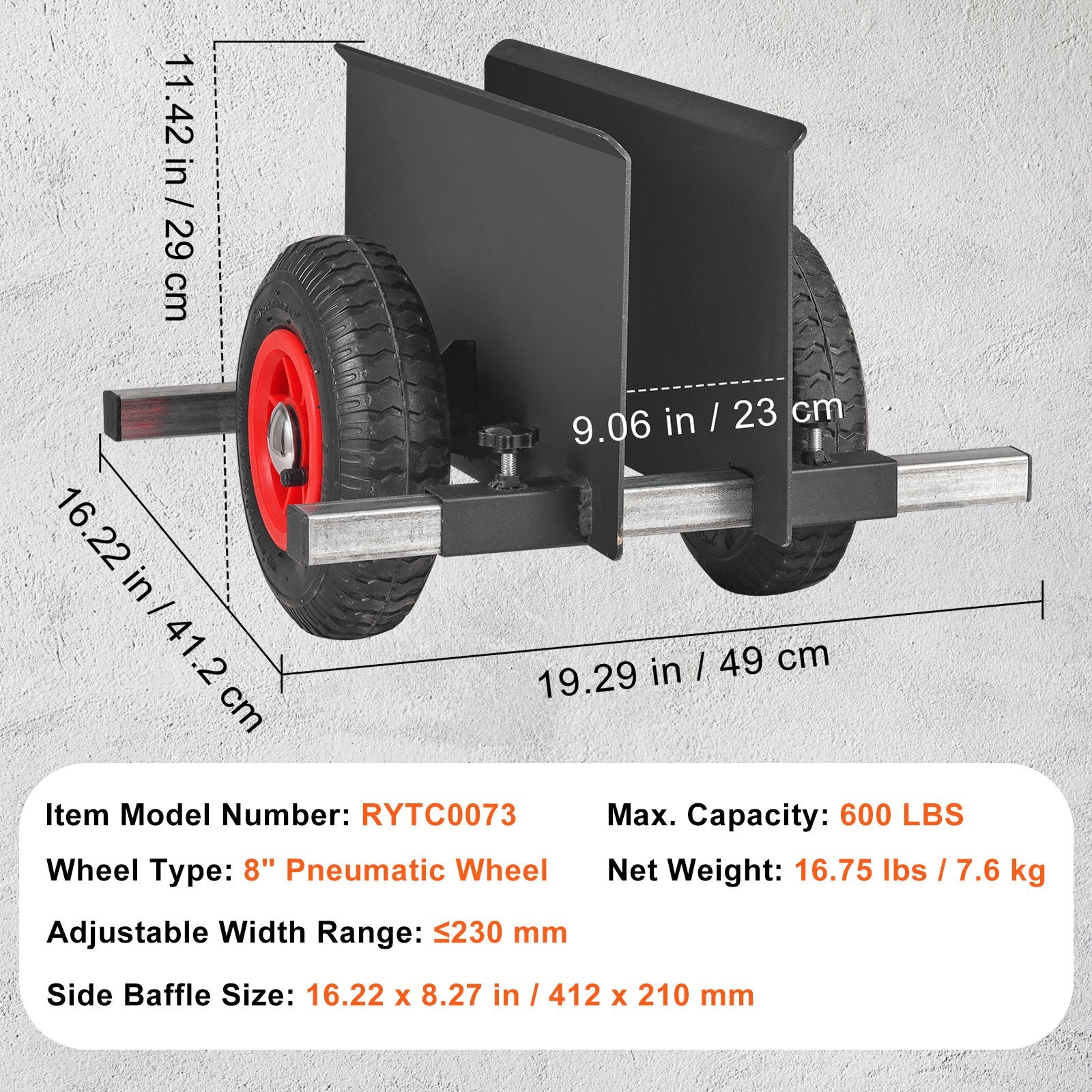 Side Tables: VEVOR Panel Dolly, 600LBS Capacity Slab Dolly, Heavy-duty Drywall Mover with 8" Pneumatic Wheels, Adjustable Clamp Panel Cart for Drywall Sheet, Material Handling, All Terrain Moving Cart
