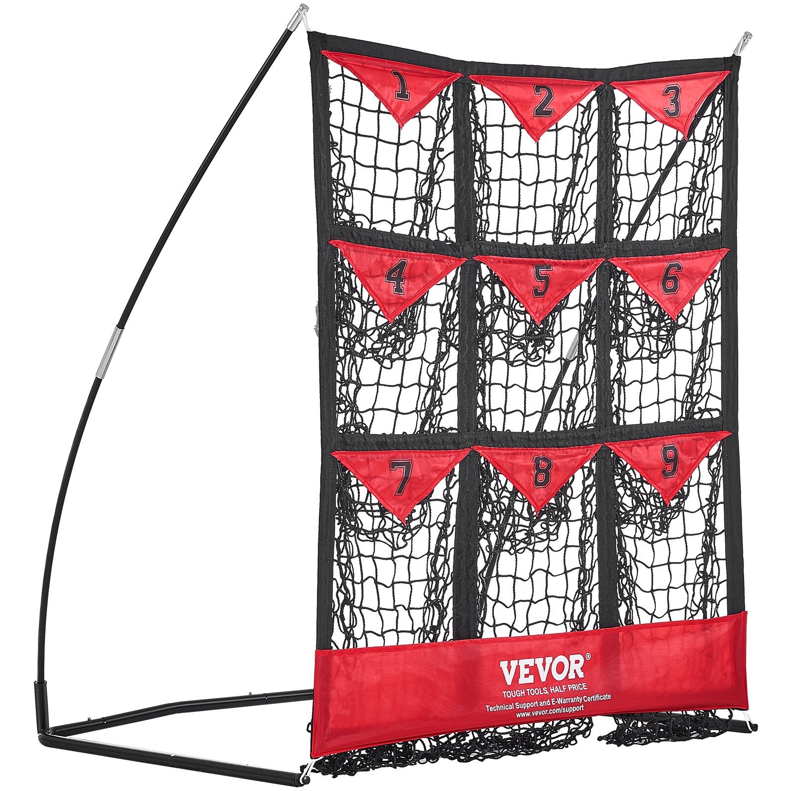 Basketball & Basketball Accessories: VEVOR 9 Hole Baseball Softball Pitching Net 9 Pocket Hitting Practice 49"x42"