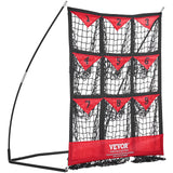 Basketball & Basketball Accessories: VEVOR 9 Hole Baseball Softball Pitching Net 9 Pocket Hitting Practice 49"x42"