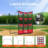 Basketball & Basketball Accessories: VEVOR 9 Hole Baseball Softball Pitching Net 9 Pocket Hitting Practice 49"x42"