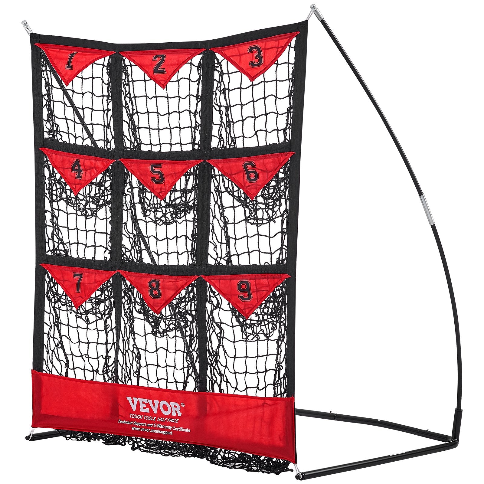 Basketball & Basketball Accessories: VEVOR 9 Hole Baseball Softball Pitching Net 9 Pocket Hitting Practice 49"x42"