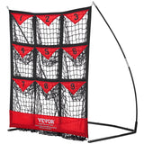 Basketball & Basketball Accessories: VEVOR 9 Hole Baseball Softball Pitching Net 9 Pocket Hitting Practice 49"x42"