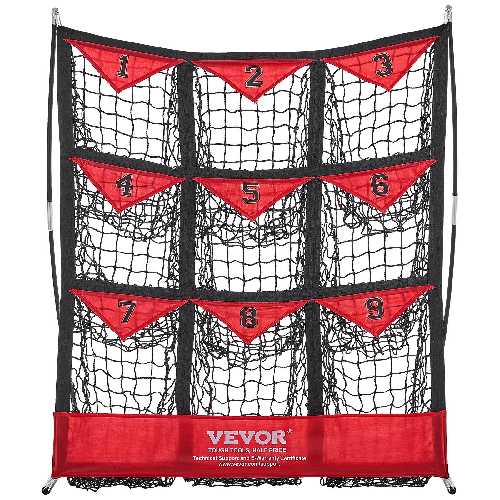 Basketball & Basketball Accessories: VEVOR 9 Hole Baseball Softball Pitching Net 9 Pocket Hitting Practice 49"x42"