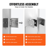 Laundry Baskets: VEVOR Glass Clamp, 4 PCS Square Glass Railing Bracket for 0.31 "-0.47 " Tempered Glass, 304 Stainless Steel Glass Mounting Clamp, Glass Shelf Bracket for Balcony, Garden, Pool, Stair, Silver