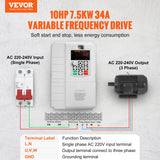 Hard Drives: VEVOR VFD 10HP, 7.5KW, 34A, 1 Phase 220V-240V Input to 3 Phase 220V-240V Output Variable Frequency Drive, 0-400Hz VFD for AC Motor Speed Control