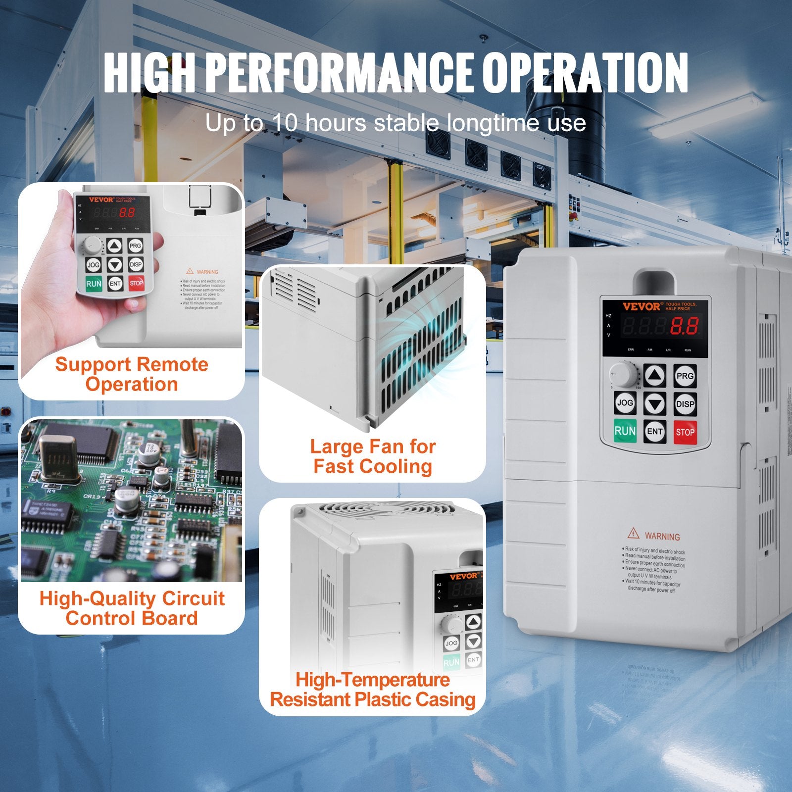Hard Drives: VEVOR VFD 10HP, 7.5KW, 34A, 1 Phase 220V-240V Input to 3 Phase 220V-240V Output Variable Frequency Drive, 0-400Hz VFD for AC Motor Speed Control