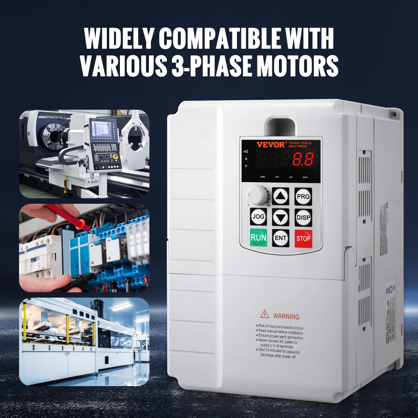 Hard Drives: VEVOR VFD 10HP, 7.5KW, 34A, 1 Phase 220V-240V Input to 3 Phase 220V-240V Output Variable Frequency Drive, 0-400Hz VFD for AC Motor Speed Control