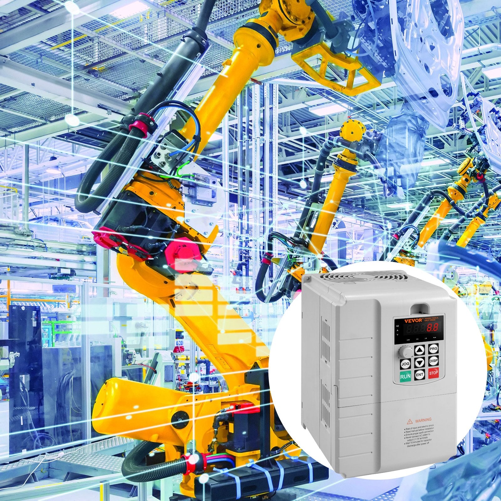 Hard Drives: VEVOR VFD 10HP, 7.5KW, 34A, 1 Phase 220V-240V Input to 3 Phase 220V-240V Output Variable Frequency Drive, 0-400Hz VFD for AC Motor Speed Control