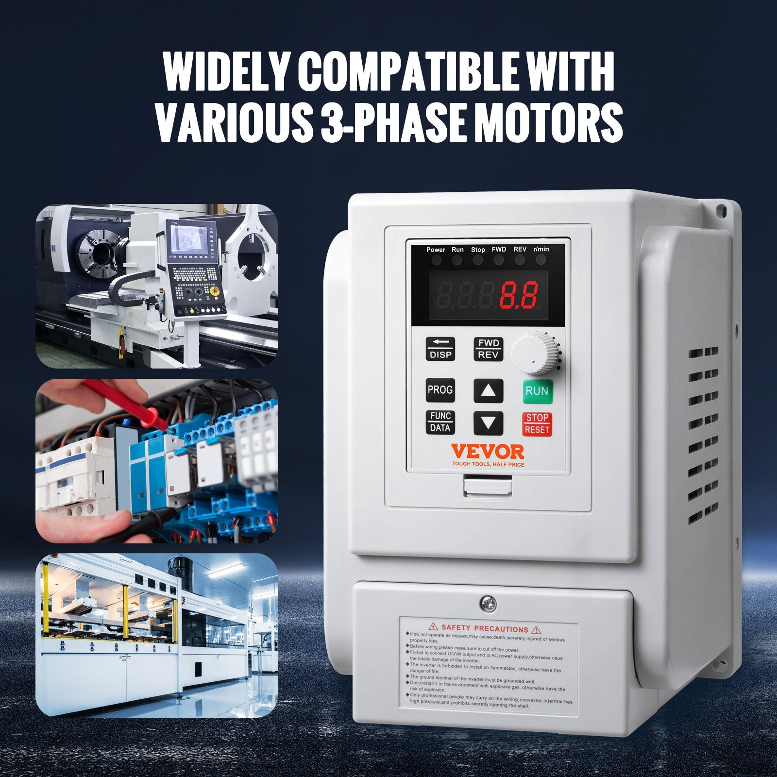 Fuel & Exhaust: VEVOR VFD 2.2KW 10A 3HP Variable Frequency Drive for 3-Phase Motor Speed Control