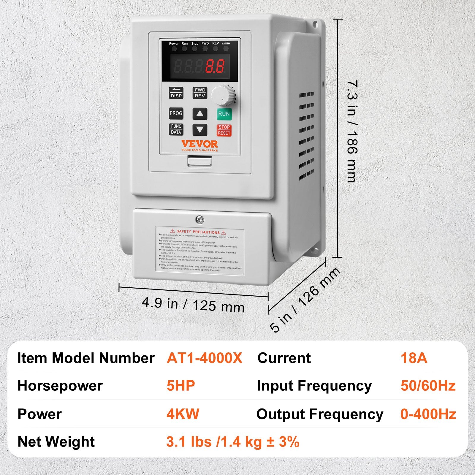 Hard Drives: VEVOR VFD 5HP, 4KW, 18A, 1 Phase 220V-240V Input to 3 Phase 220V-240V Output Variable Frequency Drive, 0-400Hz VFD for AC Motor Speed Control