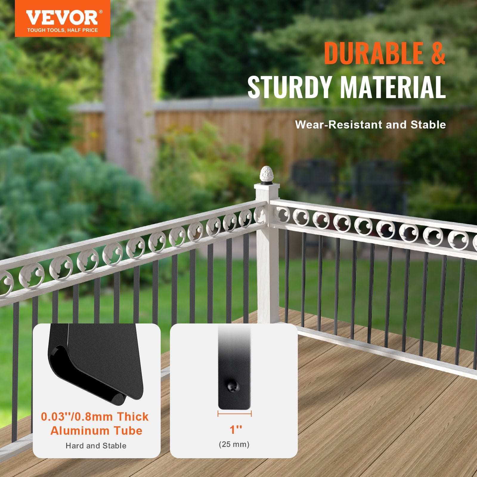 Building Toys: VEVOR Staircase Metal Balusters, 29.5'' x 1'' Flat Aluminum Alloy Decorative Banister Spindles, 51 Pack Deck Baluster with Screws, Classic Hollow Deck Railing Satin Black Powder Coated for Porch