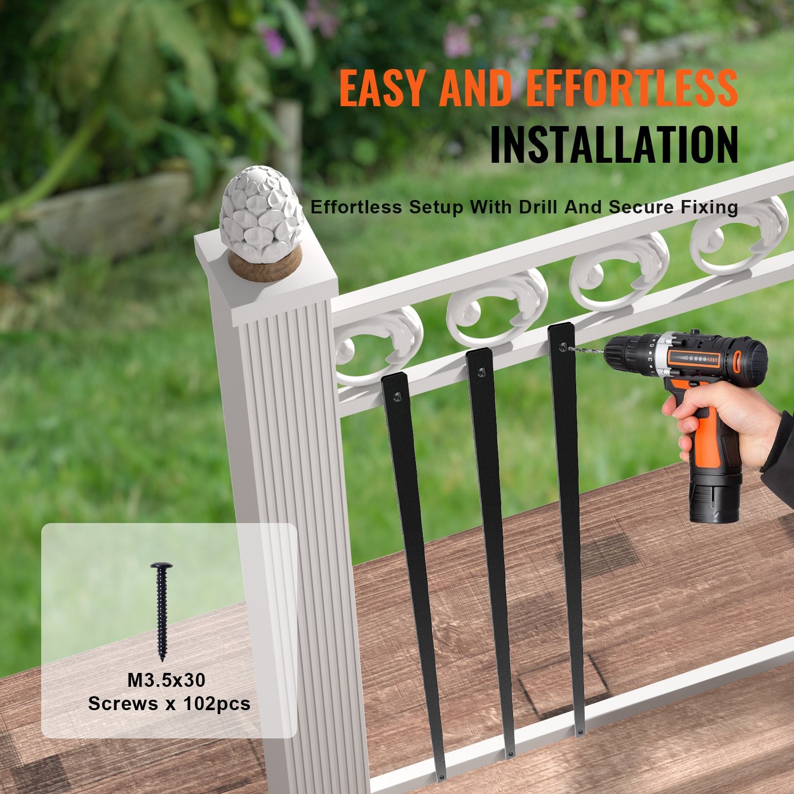 Building Toys: VEVOR Staircase Metal Balusters, 29.5'' x 1'' Flat Aluminum Alloy Decorative Banister Spindles, 51 Pack Deck Baluster with Screws, Classic Hollow Deck Railing Satin Black Powder Coated for Porch