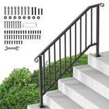 Mobility & Accessibility: VEVOR Handrails for Outdoor Steps, 5 Step Stair Hand Rail Kit, Transitional Carbon Steel Railings with Installation Kit, Stair Rails for Seniors, Concrete Steps & Porch & Deck, Black Retro Arch