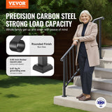 Mobility & Accessibility: VEVOR Handrails for Outdoor Steps, 5 Step Stair Hand Rail Kit, Transitional Carbon Steel Railings with Installation Kit, Stair Rails for Seniors, Concrete Steps & Porch & Deck, Black Retro Arch