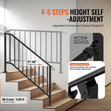 Mobility & Accessibility: VEVOR Handrails for Outdoor Steps, 5 Step Stair Hand Rail Kit, Transitional Carbon Steel Railings with Installation Kit, Stair Rails for Seniors, Concrete Steps & Porch & Deck, Black Retro Arch