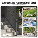 Mobility & Accessibility: VEVOR Handrails for Outdoor Steps, 5 Step Stair Hand Rail Kit, Transitional Carbon Steel Railings with Installation Kit, Stair Rails for Seniors, Concrete Steps & Porch & Deck, Black Retro Arch