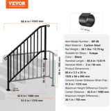 Mobility & Accessibility: VEVOR Handrails for Outdoor Steps, 5 Step Stair Hand Rail Kit, Transitional Carbon Steel Railings with Installation Kit, Stair Rails for Seniors, Concrete Steps & Porch & Deck, Black Retro Arch
