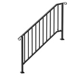Mobility & Accessibility: VEVOR Handrails for Outdoor Steps, 5 Step Stair Hand Rail Kit, Transitional Carbon Steel Railings with Installation Kit, Stair Rails for Seniors, Concrete Steps & Porch & Deck, Black Retro Arch