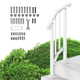 Mobility & Accessibility: VEVOR Handrails for Outdoor Steps, 1-2 Step Stair Hand Rail Kit, Transitional Carbon Steel Railings with Installation Kit, Stair Rails for Seniors, Concrete Steps & Porch & Deck, White Retro Arch