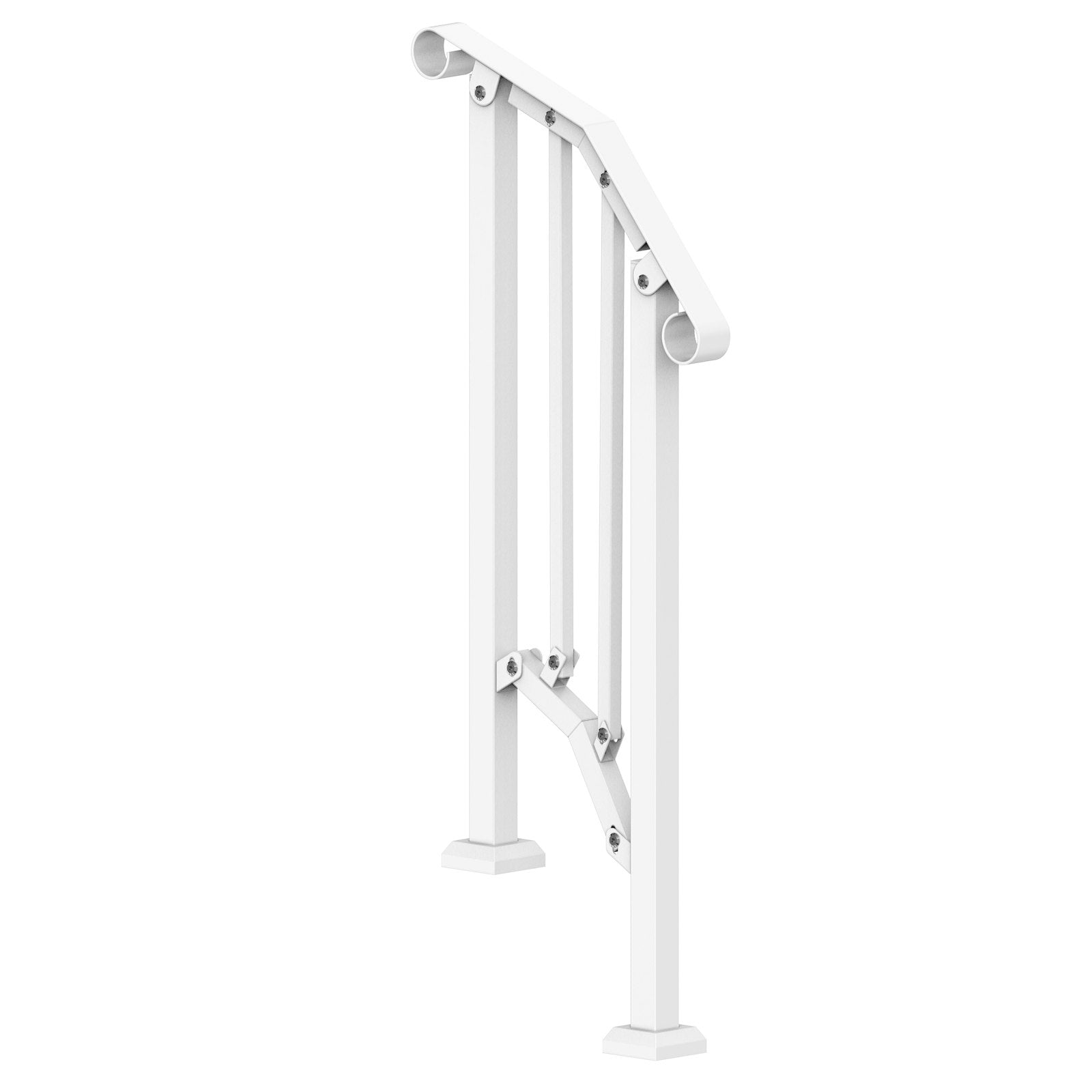 Mobility & Accessibility: VEVOR Handrails for Outdoor Steps, 1-2 Step Stair Hand Rail Kit, Transitional Carbon Steel Railings with Installation Kit, Stair Rails for Seniors, Concrete Steps & Porch & Deck, White Retro Arch