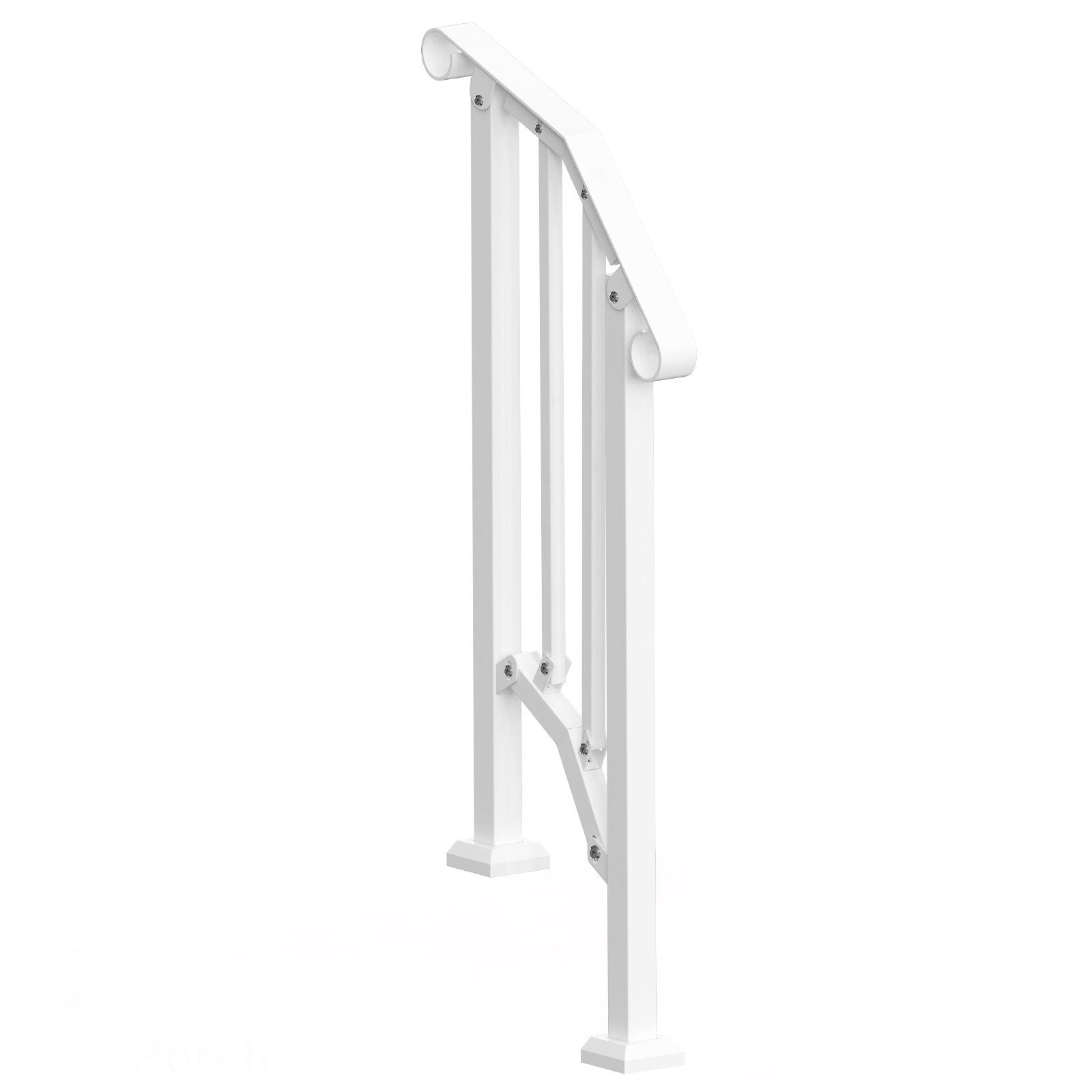 Mobility & Accessibility: VEVOR Handrails for Outdoor Steps, 1-2 Step Stair Hand Rail Kit, Transitional Carbon Steel Railings with Installation Kit, Stair Rails for Seniors, Concrete Steps & Porch & Deck, White Retro Arch