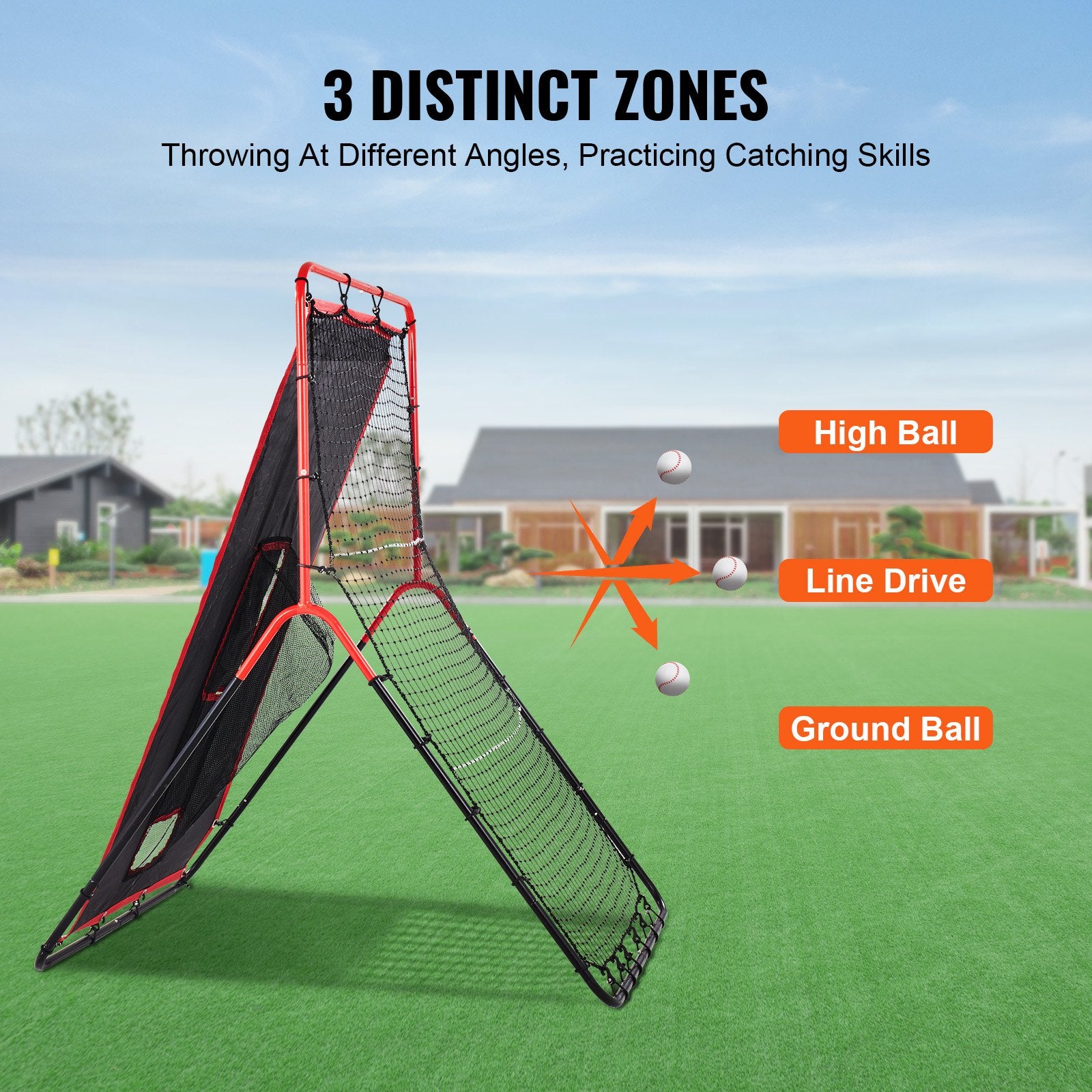 Basketball & Basketball Accessories: VEVOR Baseball And Softball Rebounder Net 3.5x4.5 ft 2-in-1 Switch Hitter Pitch