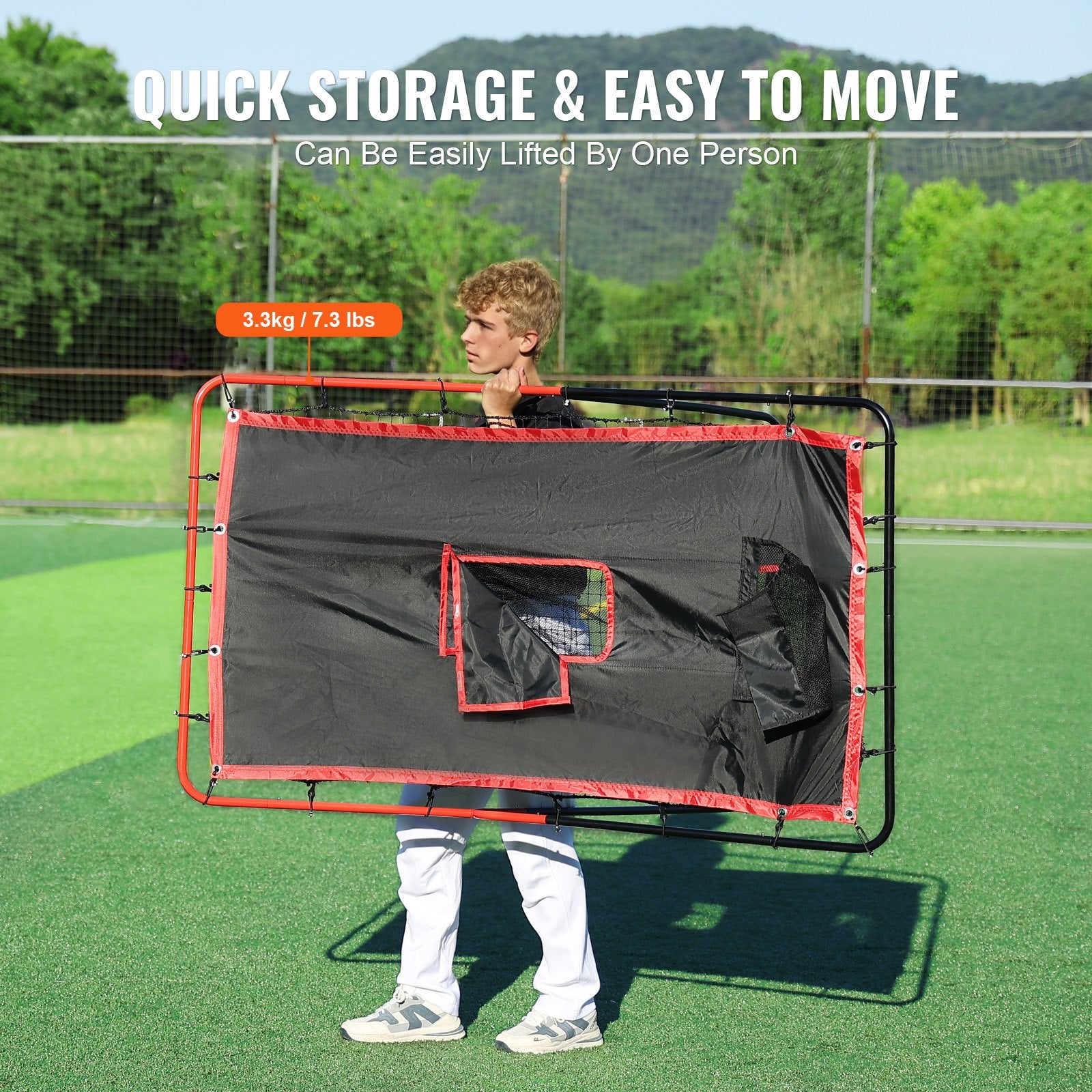 Basketball & Basketball Accessories: VEVOR Baseball And Softball Rebounder Net 3.5x4.5 ft 2-in-1 Switch Hitter Pitch