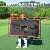Basketball & Basketball Accessories: VEVOR Baseball And Softball Rebounder Net 3.5x4.5 ft 2-in-1 Switch Hitter Pitch