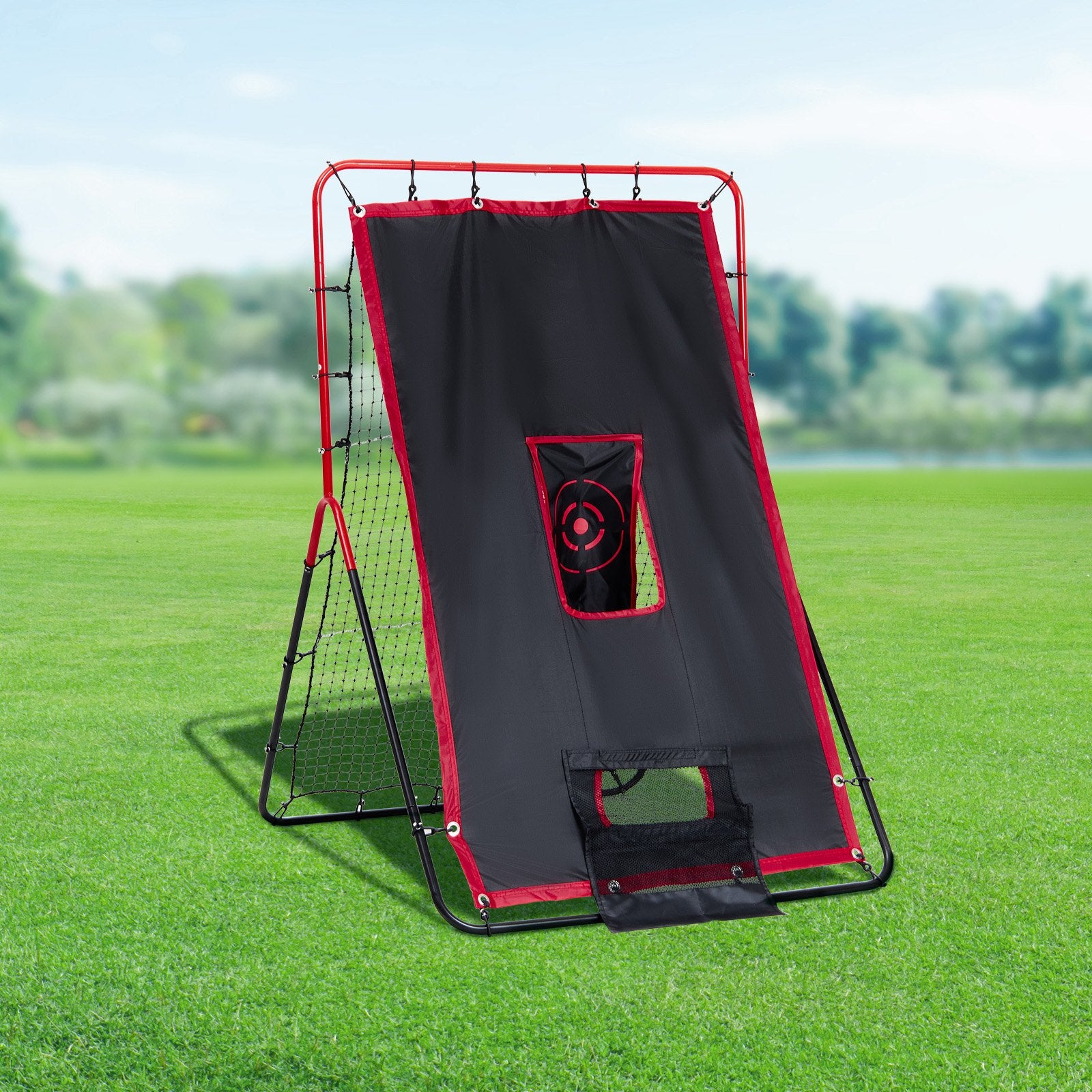 Basketball & Basketball Accessories: VEVOR Baseball And Softball Rebounder Net 3.5x4.5 ft 2-in-1 Switch Hitter Pitch
