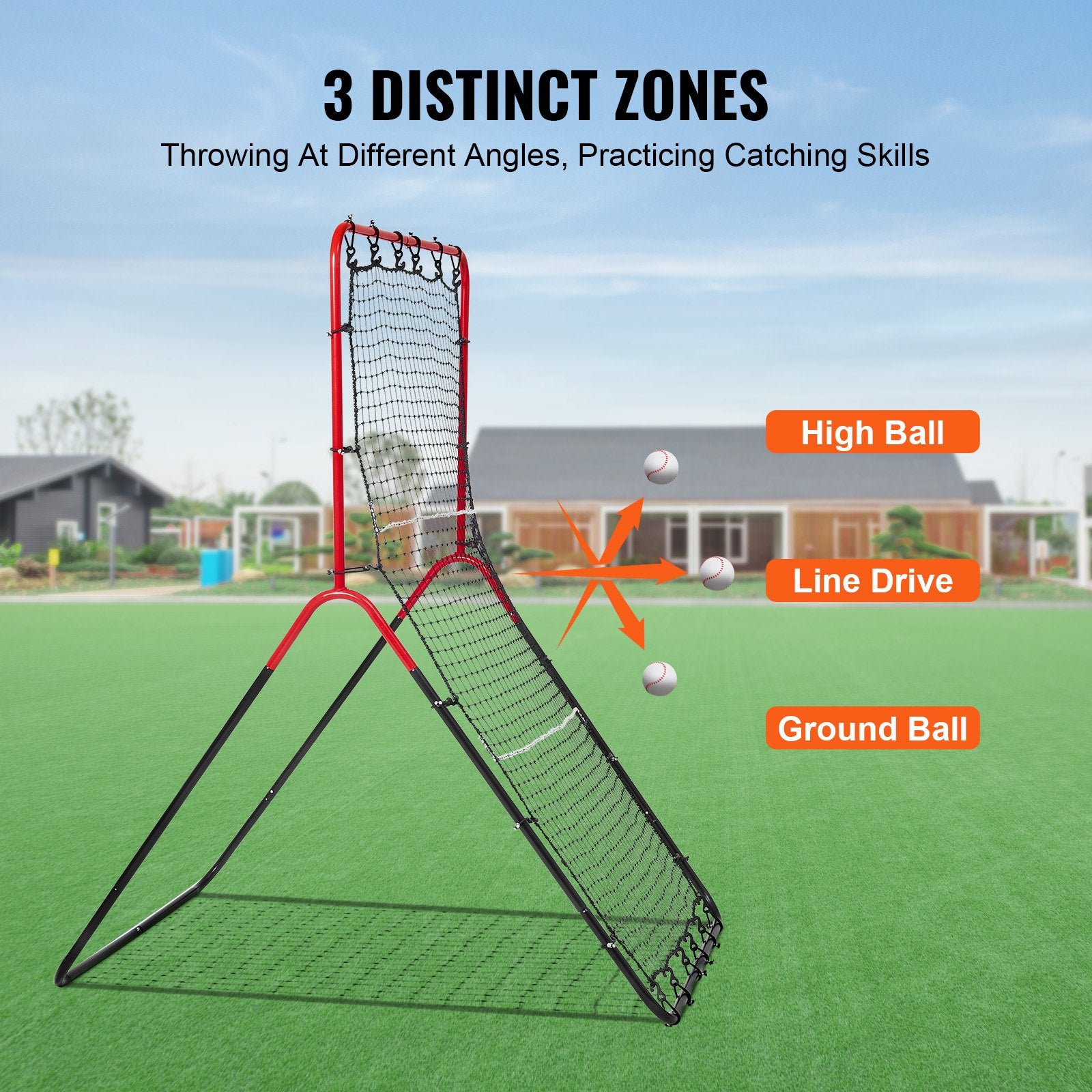 Basketball & Basketball Accessories: VEVOR Baseball And Softball Rebounder Net, 3 x 4.5 ft PitchBack Baseball Pitching Nest, 3-Way Baseball, Softball Pitchback Net, Fielding Trainer, Bounce Back Net for Fielding/Throwing Practice