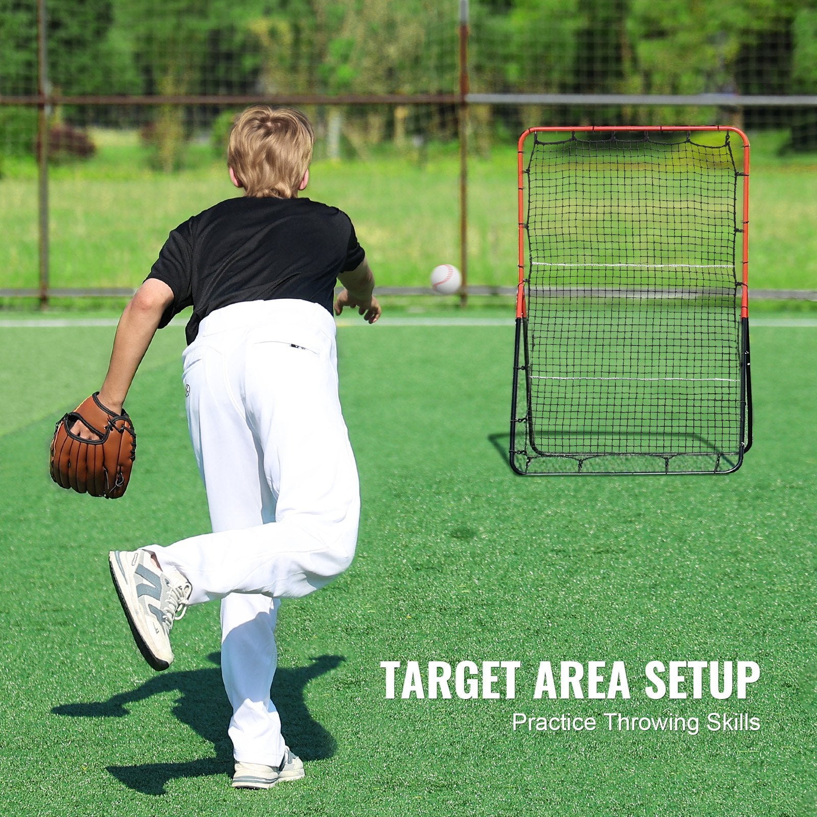 Basketball & Basketball Accessories: VEVOR Baseball And Softball Rebounder Net, 3 x 4.5 ft PitchBack Baseball Pitching Nest, 3-Way Baseball, Softball Pitchback Net, Fielding Trainer, Bounce Back Net for Fielding/Throwing Practice