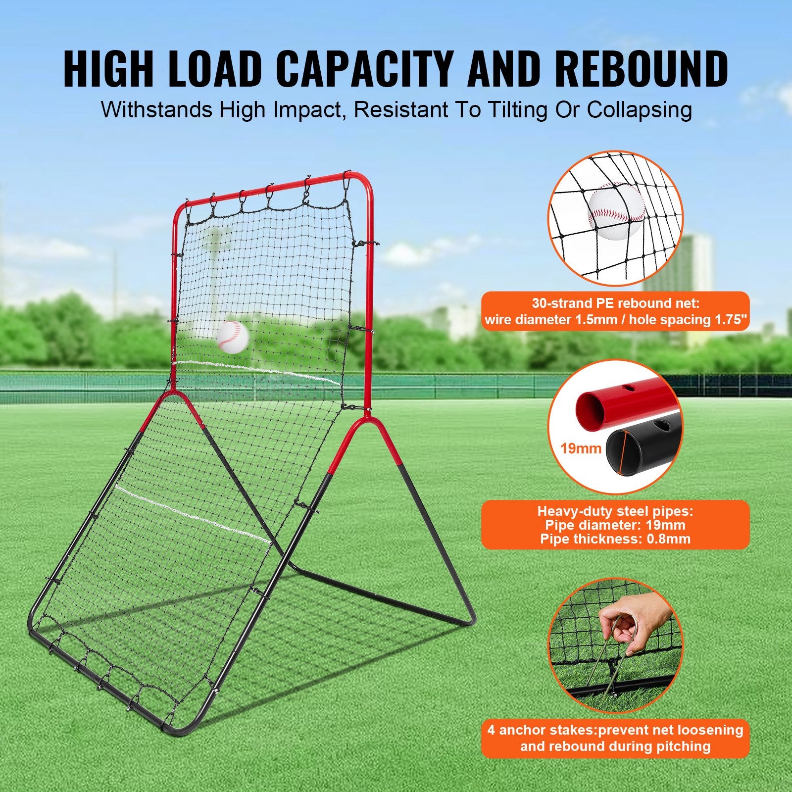 Basketball & Basketball Accessories: VEVOR Baseball And Softball Rebounder Net, 3 x 4.5 ft PitchBack Baseball Pitching Nest, 3-Way Baseball, Softball Pitchback Net, Fielding Trainer, Bounce Back Net for Fielding/Throwing Practice