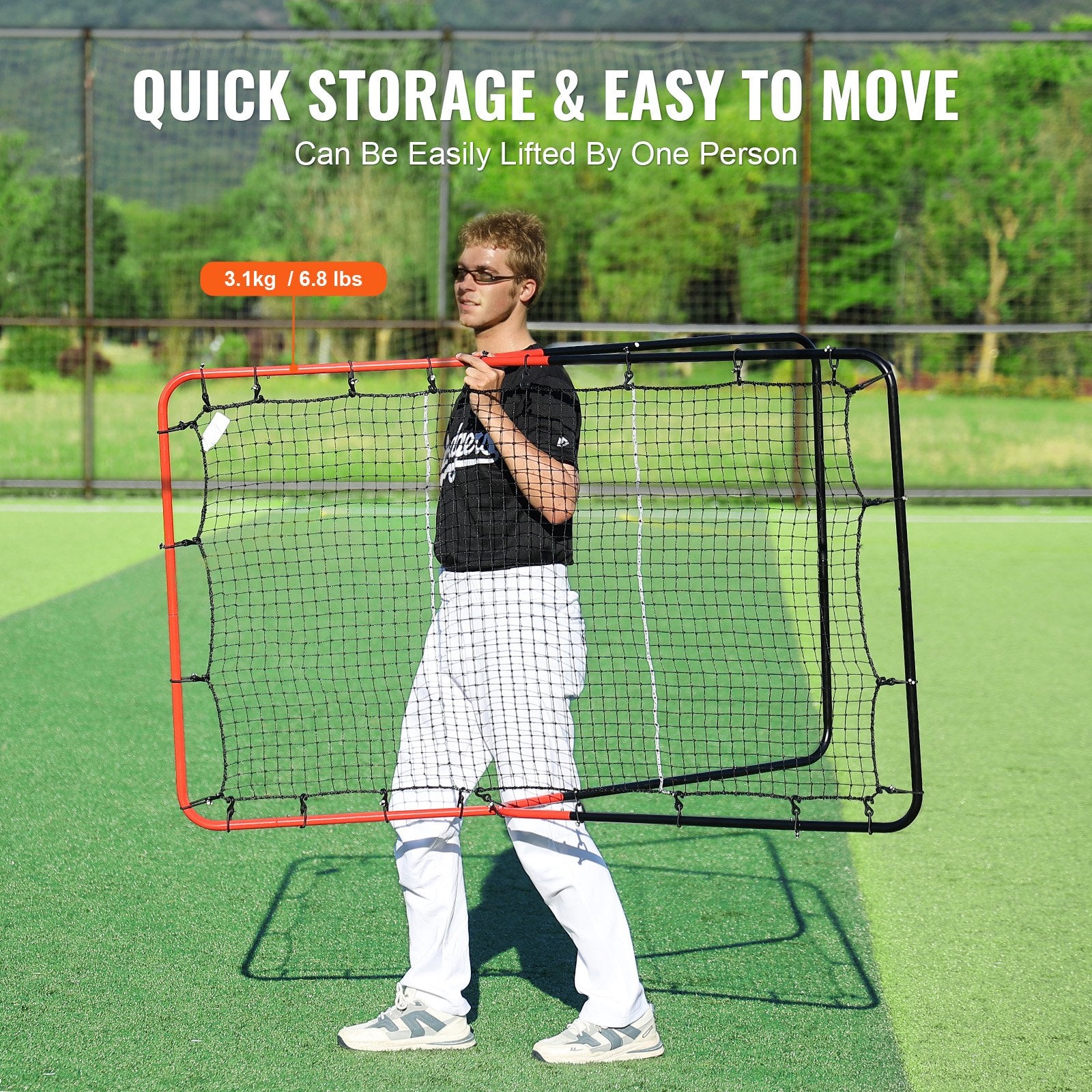 Basketball & Basketball Accessories: VEVOR Baseball And Softball Rebounder Net, 3 x 4.5 ft PitchBack Baseball Pitching Nest, 3-Way Baseball, Softball Pitchback Net, Fielding Trainer, Bounce Back Net for Fielding/Throwing Practice