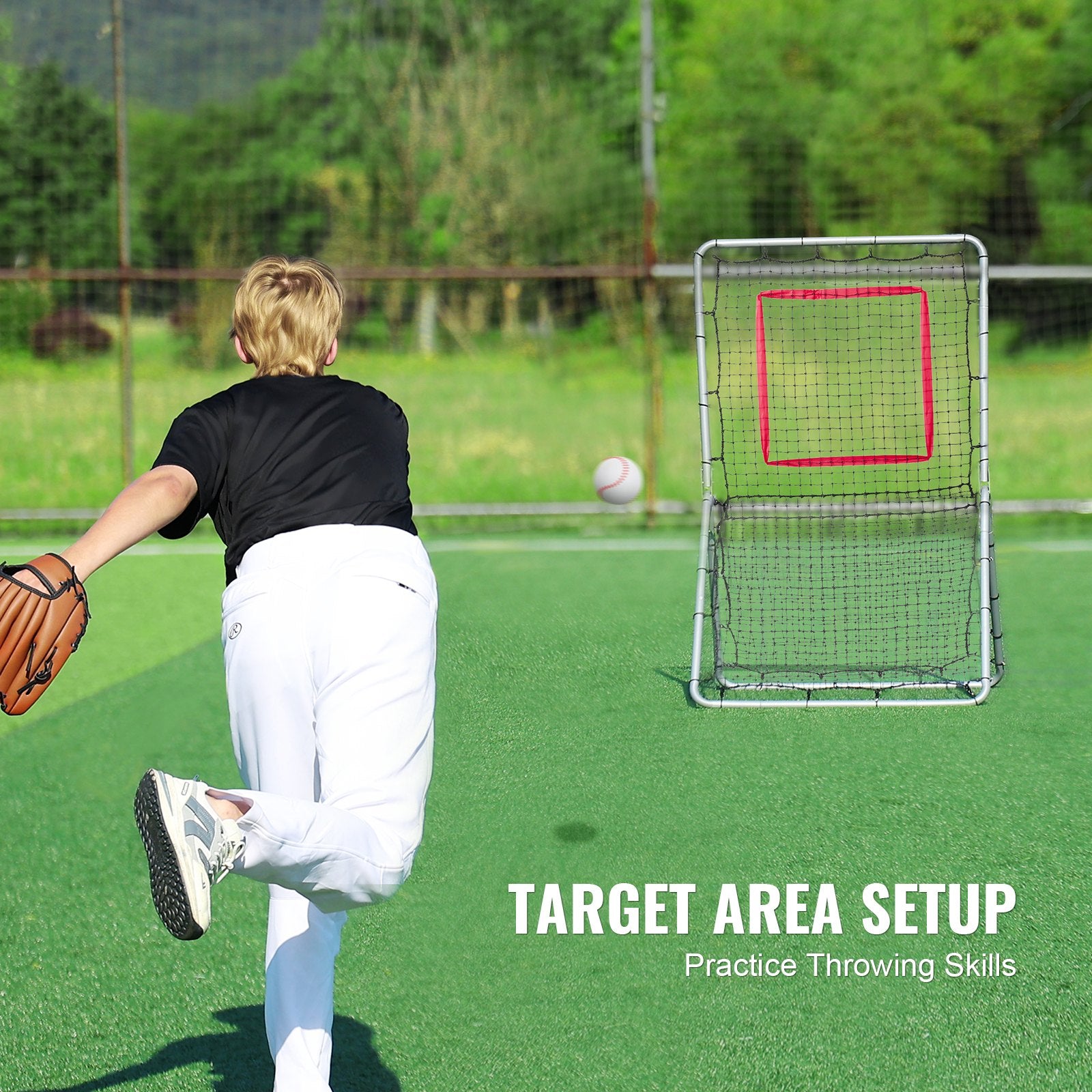 Basketball & Basketball Accessories: VEVOR Baseball And Softball Rebounder Net, 3.5 x 6 ft PitchBack Baseball Pitching Nest, Softball Pitchback Net, Fielding Trainer, Bounce Back Net for Fielding/Throwing Practice, 5 Adjustable Angles